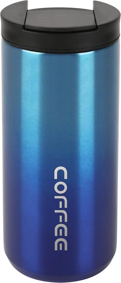 Vacuum Insulated Travel Mug with Leak Proof Screw Lid - Keeps Coffee or Tea Hot/Cold, 13.5oz/400ml (Blue)