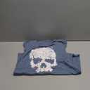 Skull Shirts for Women Gothic Skeleton Print Vintage Graphic Casual Cotton Tops Funny Workout Athletic Shirts (Medium, Ink Blue)