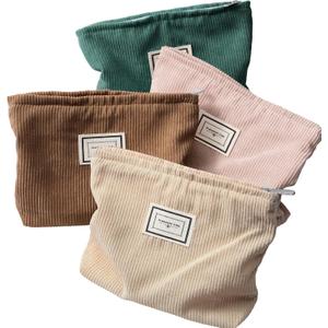 Sanwuta 4 Pack Velvet Makeup Bag Cosmetic Bag for Women Large Capacity Corduroy Pouch Zipper Canvas Travel Toiletry Purse Make up Organizer Case Accessories(Fresh Color,Plaid)