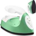 Honoson Mini Craft Iron Mini Heat Press Small Iron 3.93 x 2.36 x 2.76 in Portable Handy Tiny Flatiron with Charging Base Accessory for Fuse Bead Patch DIY Heat Transfer Vinyl(Green)