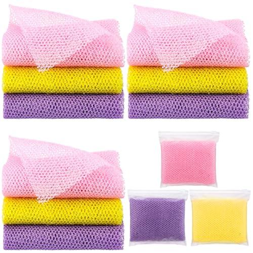 Tatuo 12 Pcs African Exfoliating Net Sponge - Individual Pack Afro Scrub Body Scrubber for Bath & Shower, Exfoliating Washcloth for Skin Smoother Daily Use, Travel Bath Sponge