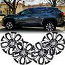 Universal 17 Inch Hub caps Wheel Covers for Cars, Set of 4 Fits Most Cars Hubcaps 17" Wheel Rim Covers Replacement Silver & Black Color