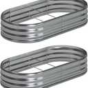 Foxlang 6x3x1ft(2 Pack) Galvanized Oval Raised Garden Bed,Outdoor Planter Box Metal Patio Kit Planting Bed for Vegetables Flowers Herb,Silver