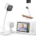 Baby Monitor with Camera and Audio, Baby Monitor No Wifi with Clip for Crib & Stand, Portable 2.8 HD Monitor 1080P Video, NightVision, VOX, 2-Way Audio, Temp Sense & Lullabies, SD card Includ
