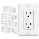 ELECTECK 20 Pack Standard Decorator Electrical Wall Receptacle Outlet, 15A 125V, 2 Pole 3 Wire, Non-Tamper Resistant, Wallplate Included, Residential and Commercial Use, UL Listed, White