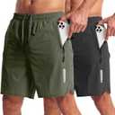 CANGHPGIN 2 Pack Mens Workout Athletic Shorts 7 inch Inseam Quick Dry Hiking Shorts Men Lightweight Sports Gym Shorts Running (Black, XXXL)