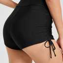 Womens Swim Shorts High Waisted Tie Board Shorts Bathing Suit Bottoms Tummy Control Swimsuit with Liner (Black, S)