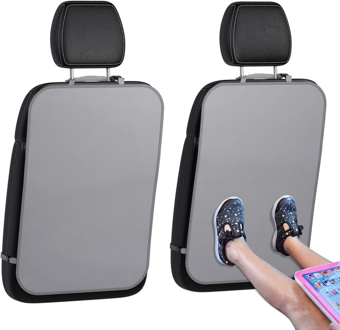 lebogner Back Seat Cover for Kids, 2 Pack X-Large Waterproof Kick Mats Backseat Protector, Durable Car Seat Back Protectors for Vehicles to Protect from Dirt, Mud & Scratches, Fits Most SUVs, Grey (Grey - Standard Version)