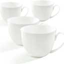 22 OZ Lightweight Bone China Soup Mugs with Handles White Large Ceramic Coffee Mugs Set of 4 for Hot Chocolate Cocoa Cereal Salads Yogurt Milk Latte Cappuccino, Dishwasher Microware Safe