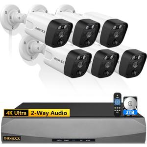 OOSSXX (4K/8.0 Megapixel & 130 Ultra Wide-Angle) 2-Way Audio PoE Outdoor Home Security Camera System Wired Outdoor Video Surveillance IP Cameras System
