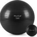 PhysKcal Yoga Ball for Exercise, Pilates Set, 4 Sizes Fitness Ball for Workout, Birthing, Pregnancy, Physical Therapy- Pump Included (L (26-29''/68-75cm), Carbon Black)
