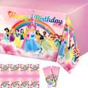 Princess Table Cloth, Princess Birthday Party Decorations, 70 * 43 Inches Waterproof Plastic Once Upon A Time Birthday Party Tablecloth for Girls