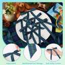 Hotop 2 Pcs Tartan Plaid Bow Garlands Banner Decoration Vintage Baby Shower Party Decoration Green and Blue Pre-Strung Satin Ribbon Ornaments for Baby Shower Gender Reveal Bridal Birthday Party