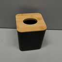 Black Tissue Box Cover, Square Tissue Box Holder with Bamboo Cover Plate, Cube Tissue Box Cover for Desk Accessories, Tissue Holders Decorative Square Tissue Box Tissue Holders for Bathrooms Bedrooms