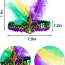 Sucrain 6PCS Mardi Gras Costume Accessories Set Women Tutu Skirt, Faux Feather Headband, Mask, 3PCS Beads for Women Carnival Party Outfit Supplies