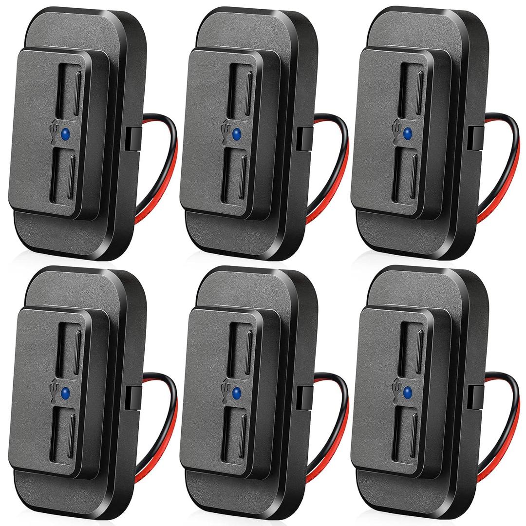 Frienda 6 Pieces 12V USB Automotive USB Panel Mount 12V USB Outlet Multi Switch Panel Car Outlet Socket Power Dual Port 12V 24V Quick Car Port for Cars Bus ATV RV Boat Truck, 3.1 A