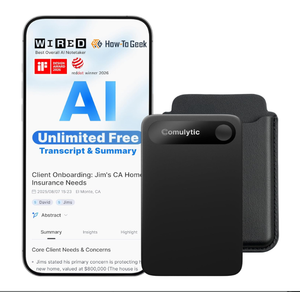 Comulytic Note Pro AI Voice Recorder, Unlimited Transcribe & Summarize, AI Note Taking Recording Device w/Case, App Control, 113 Languages for Calls, Meetings, Lectures, Interviews, Black