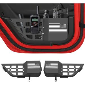 Metal Rear Door Pocket Storage Box for Jeep Wrangler JL JLU 4XE 2018-2024 & Gladiator JT 2020 2021 2022 2023 2023 2024 Accessories Door Storage Organizer Molle Panels, Flag