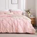 Andency Pink Comforter Set Queen(90x90Inch), 3 Pieces Soft Lightweight Cute Pinch Pleat Comforter Set for Queen Bed, All Season Western Warm Bed Set for Girls Women