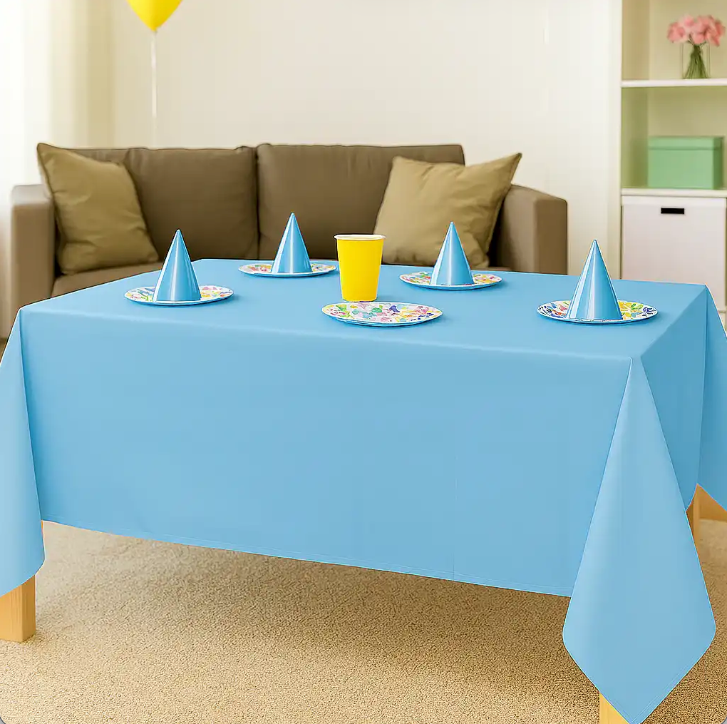 Powder Blue Reusable Plastic Table Cover 54" x 108"