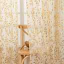 Sutuo Home Ivory Sheer Curtains 72 Inch Length 2 Panels Set, Gold Foil Print Metallic Bronzing Leaves, Privacy Voile Window Treatment Decor Drape Pair for Bedroom Nursery Room 52" W x 72" L
