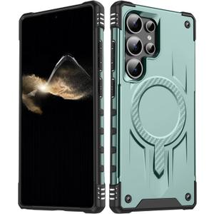 for Samsung Galxy S25 Ultra Case.Hard Phone Cover with Strong Magnetic Heavy Duty Protection.Reinforcement of The Four Corners.Anti-Slip Anti-Fingerprint (Green, S25 Ultra)