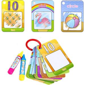 Coolplay Water Coloring Cards Learning Number Shape Color Toddler Girl Toy Water Paint Cards Airplane Activities for Kids Toy