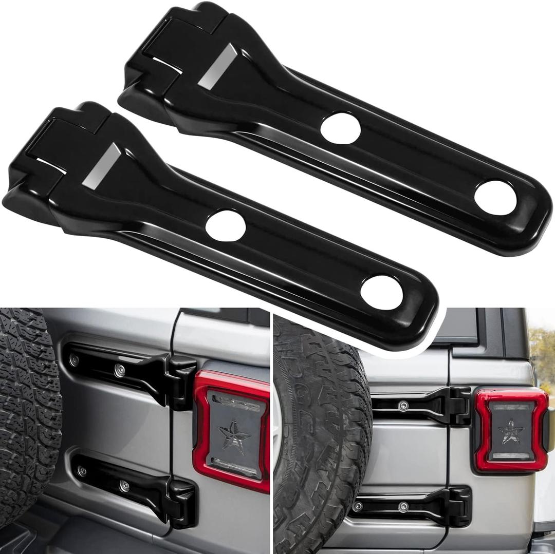 Jeep Wrangler JL JLU Tailgate Hinge Cover Trim Exterior Accessories Decoration - 2018-2024, 2-Door & 4-Door, Spare Tire Bracket Cover (Black, 2PCS)