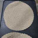 MeyJey 15" Braid Round Placemat Set of 6, Large Cotton Woven Non-Slip Placemat Set of 6 Heat Resistant Placemat 6 Piece, Beige