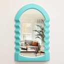 Arched Wall Mirror Home Office Decor, Cute Wall-Mounted Decorative Mirrors for Modern Apartment Bedroom Nusery Room Decoration, Hanging Wall Art Above TV Desk Table Decor (Turquoise Blue) (16x10")