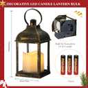 8 Pcs 10 inch Decorative Candle Lantern Bulk for Wedding Centerpieces Lanterns with LED Flameless Candle Indoor Outdoor Battery Powered Hanging Lights for Wedding Party (Light Bronze)