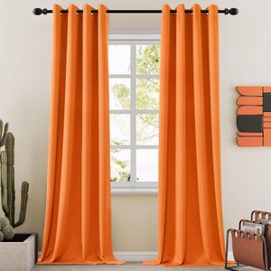 Room Darkening Curtains Thermal Insulated Drapes Solid Window Treatment Set Grommet Top Light Blocking Blackout Curtain for Living Room Bedroom (W52 x L120 Inch, Orange Tiger)