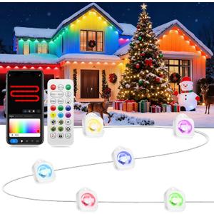Permanent Outdoor Lights, 100ft with 72 IC+RGB LEDs, IP67 Waterproof Smart LED Eaves Lights with 48 Scene Modes for House Halloween Christmas Decor,Compatible with Alexa, Google Assistant