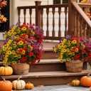 2 x 12 Bundles Artificial Flowers for Outdoor Indoor Fake Flowers uv Resistant Artificial Outdoor Flowers Fake Plants for Porch Garden Home Patio Decor (Mix Pink Red Purple Yellow)
