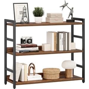 NUMENN Wide Bookshelf, 3 Tier Bookshelves, Home Office Bookcase Shelf Storage Organizer, Free Standing Storage Shelving Unit for Bedroom, Living Room and Home Office, Vintage