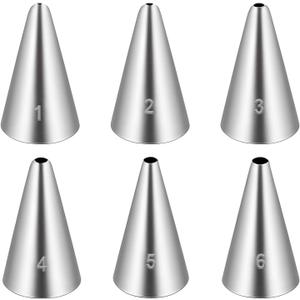 6 Pcs Round Hole Piping Tips Set for Cake Decorating, Stainless Steel Round Icing Dispensers Nozzles Professional Cupcake Frosting Nozzles for Cake Cookies Pastry Fondant Cream (6 Sizes)