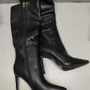 Elisabet Tang 4 inch Women's Knee High Long Boots, Stiletto Tall Pointed Toe Heeled Boot Leather Suede Comfortable Sexy (9, Brave Black)