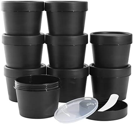 LONGWAY 3.4oz/100ml Empty Leakproof Cosmetic Pot Jars，Wide-Mouth Plastic Mask Container with Dome Lids for Beauty Products, DIY Slime Making or Travel Storage MakeUp（Black）
