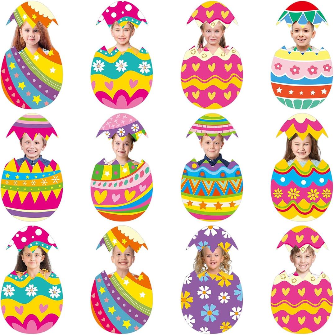 36 Pcs Easter Egg Cutouts with Photo Space for Bulletin Board Decoration Spring DIY Photo Craft Easter Classroom Party Wall Dcor