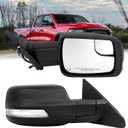 Right Passenger Side Mirror Compatible With Dodge Ram 1500 2019-2024 With Power and Heated Glass, Turn Signal Light and Puddle Light,Manual Folding/Textured Back