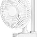 Simple Deluxe Clip Fan, 6-Inch Grow Tent Fan, Monkey Fan, Adjustable 90 Angles, 15W, 2-Speeds Control, 1 Pack (White)