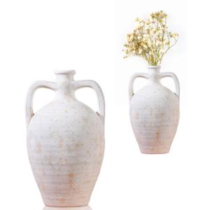 UPWOIGH 13.8in Ceramic Flower Vase with Handles