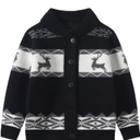 Fdqin Kids Boys Girls Christmas Cardigans Ugly Xmas Sweaters Reindeer Snowflake Shawl Collar Knitted Cardigan Sweater 4-5 Y