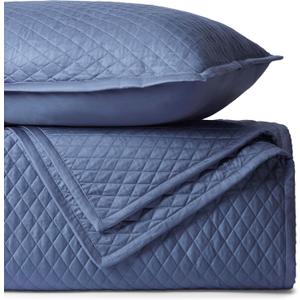 BIOWEAVES 100% Organic Cotton Quilts Queen Size - Diamond Stitched Quilted bedspreads - All Season Oversized Coverlet Set - GOTS Certified Bedding Set | 1 Quilt & 2 Pillow Shams (Mineral)