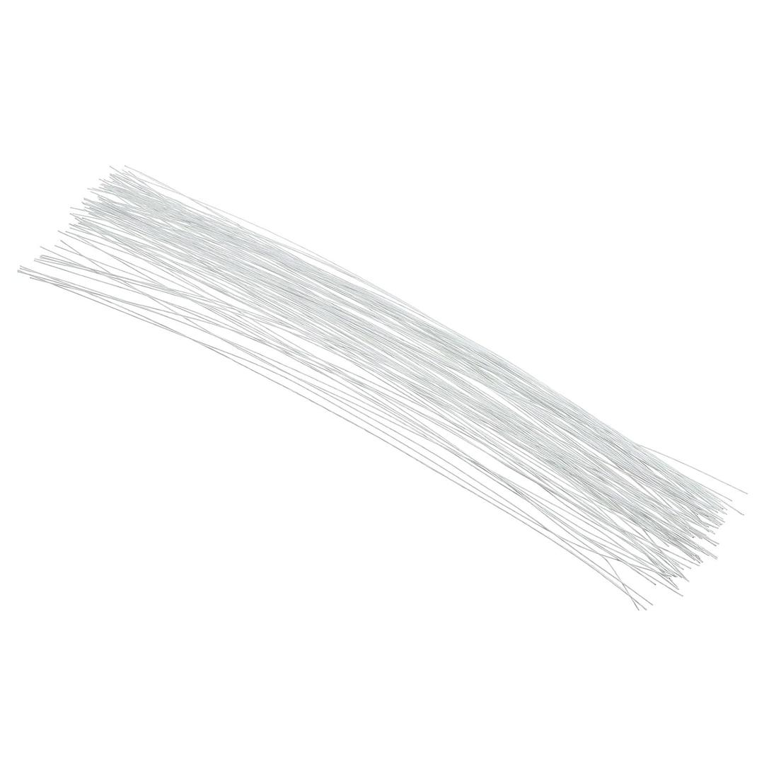 Patikil 28 Gauge 14" Floral Stem Wire, 100 Pcs Paper Wrapped Iron Artificial Flower Stem Accessories for DIY Bouquet and Craft Decoration, White