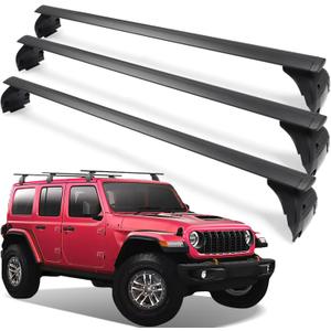 330lbs Heavy Duty Roof Racks 3PCS Fit for Jeep Wrangler JK JL Gladiator JT 2007-2026 Hard Top 2 & 4 Door W/Anti-Theft Lock Cross Bars for Tent Travel Bike Kayak Snowboard
