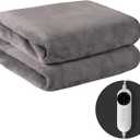 Heated Throw 50"x60" Throw Size with 10 Heating Levels & 8 Hours Auto-Off, Machine Washable Extremely Soft & Comfortable Fast Heating Electric Throw Reversible Coral Fleece-Gray