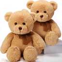 HyDren 2 Pack Bear Stuffed Animals 18 Inch Cuddly Stuffed Bear Plushies with Bow for Birthday Gifts Baby Shower Decors Valentines Party Decors(Light Brown)