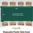 Exquisite 12-Pack Premium Plastic Tablecloth 54in. x 108in. Rectangle Table Cover - Dark Green