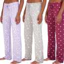 Real Essentials 3 Pack: Womens Ultra-Soft Comfy Pajama Lounge Pants Sleepwear (1X)